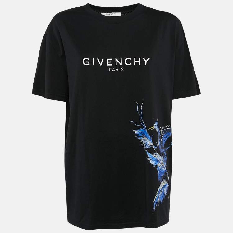 Pre Owned Givenchy Black Printed Cotton Jersey T-Shirt M