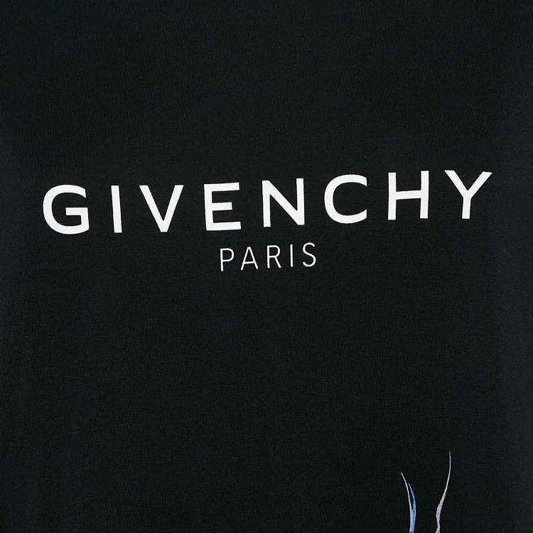 Pre Owned Givenchy Black Printed Cotton Jersey T-Shirt M