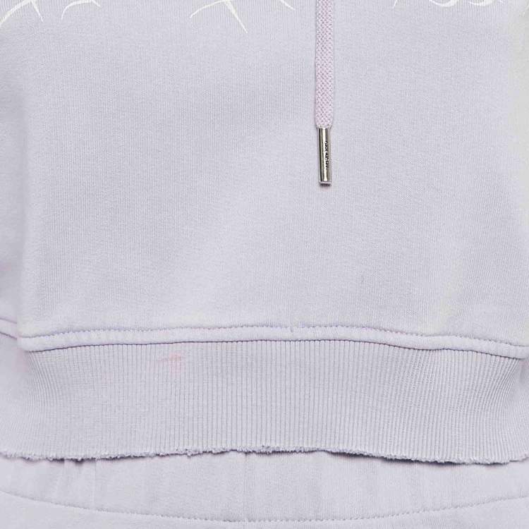 Pre Owned Givenchy Purple Barbed Wire Logo Print Crop Hoodie and Sweatpants Set S