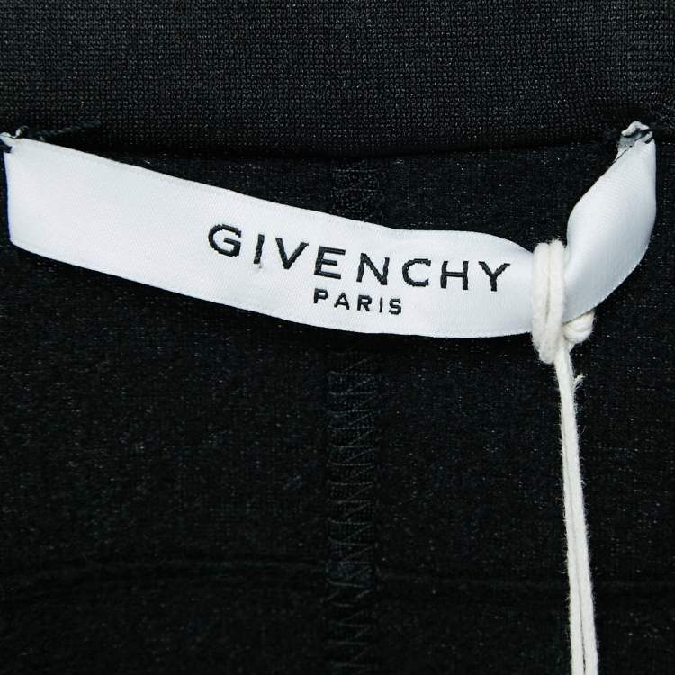 Pre Owned Givenchy Black Synthetic Logo Embroidered Collar Zip Front Jacket M
