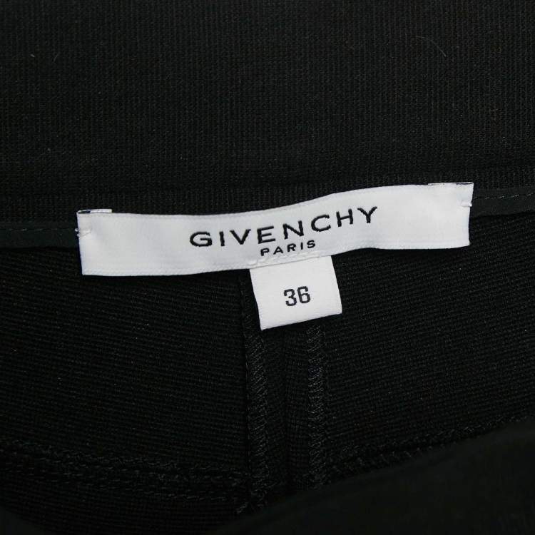 Pre Owned Givenchy Black Stretch Knit Zip Detail Leggings M