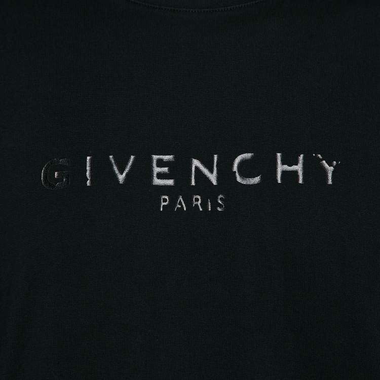 Pre Owned Givenchy Black Logo Print Cotton Crew Neck T-Shirt S