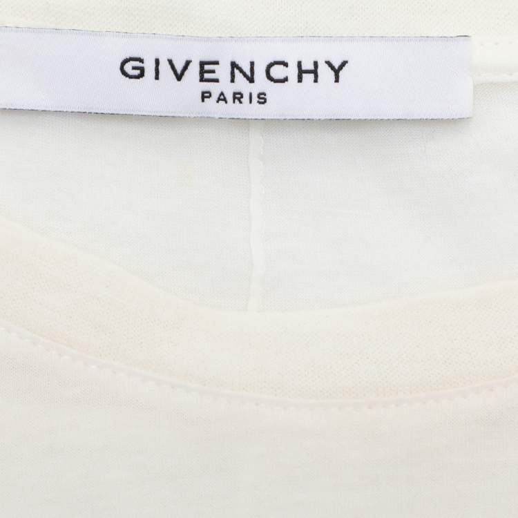 Pre Owned Givenchy Cream Cotton Ripped T-shirt M