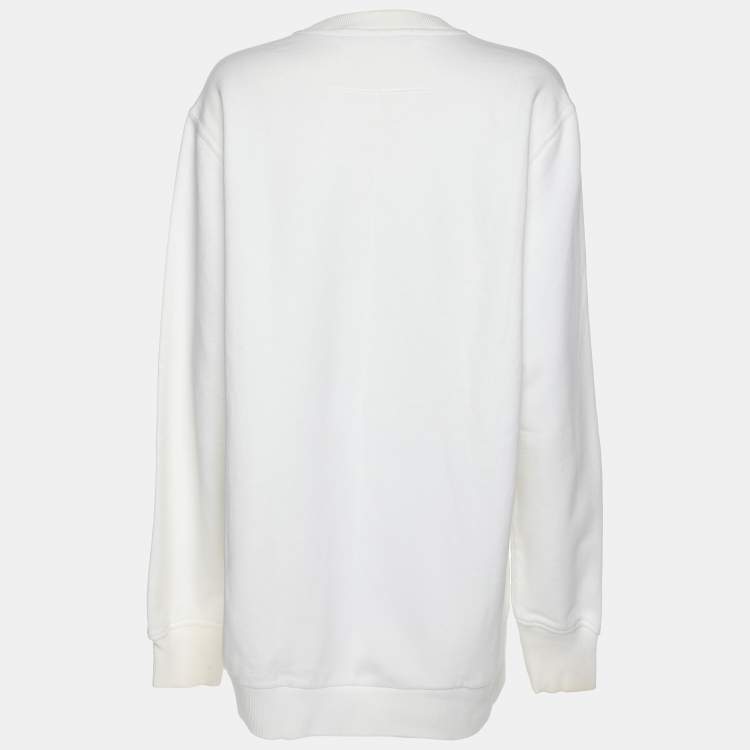 Pre Owned Givenchy Cream Cotton Bambi Print Sweatshirt L