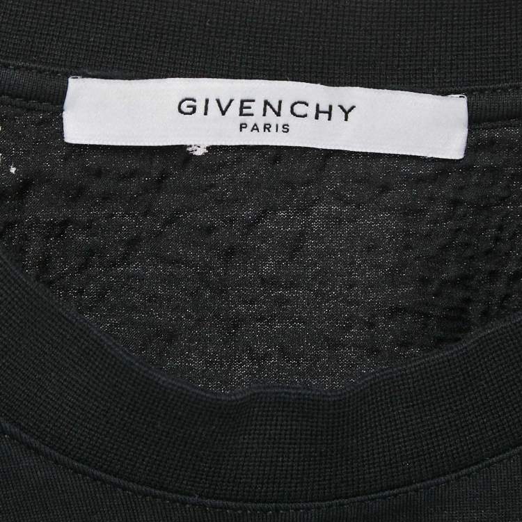 Pre Owned Givenchy Black Logo Print Distressed Cotton Crew Neck T-Shirt XXS