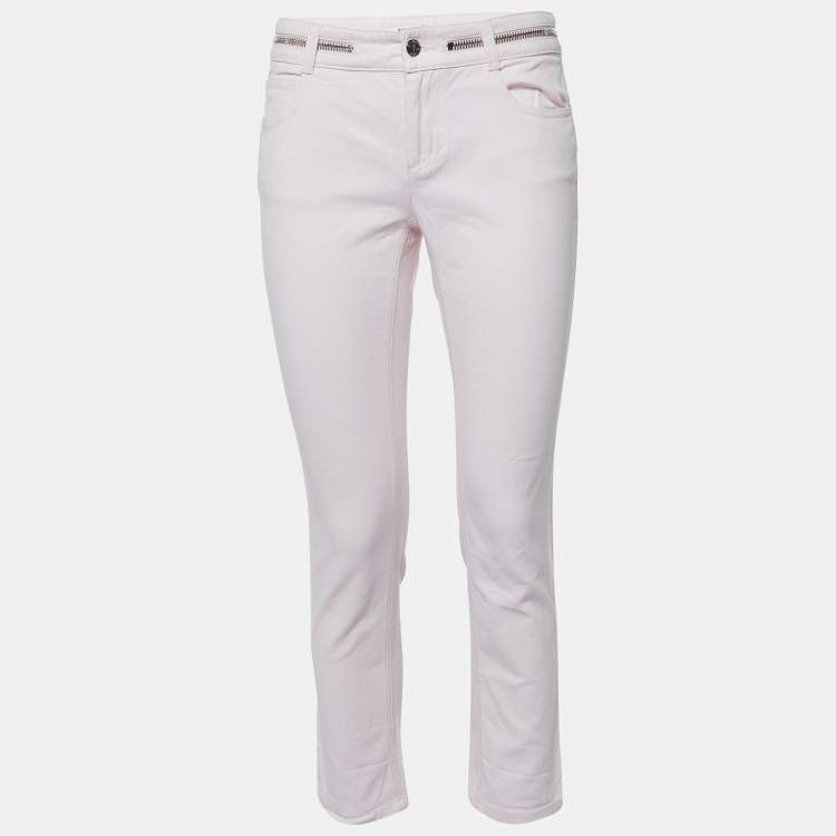 Pre Owned Givenchy Pink Denim Zip Detail Jeans M Waist 30" 