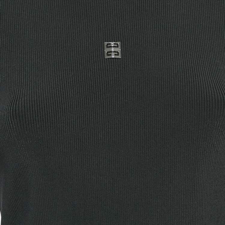 Pre Owned Givenchy Black Rib Knit Metal Logo Detail Mini Dress L