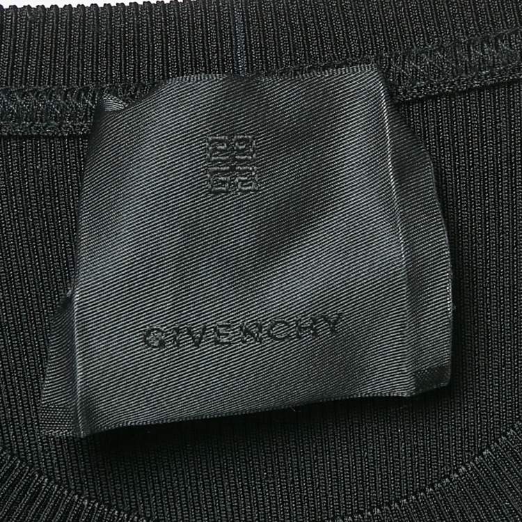 Pre Owned Givenchy Black Rib Knit Metal Logo Detail Mini Dress L