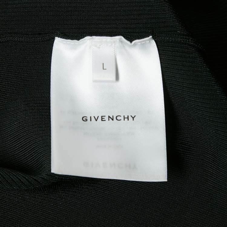 Pre Owned Givenchy Black Rib Knit Metal Logo Detail Mini Dress L