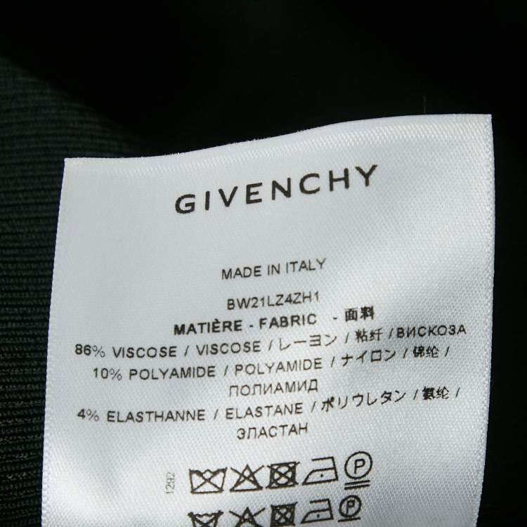 Pre Owned Givenchy Black Rib Knit Metal Logo Detail Mini Dress L