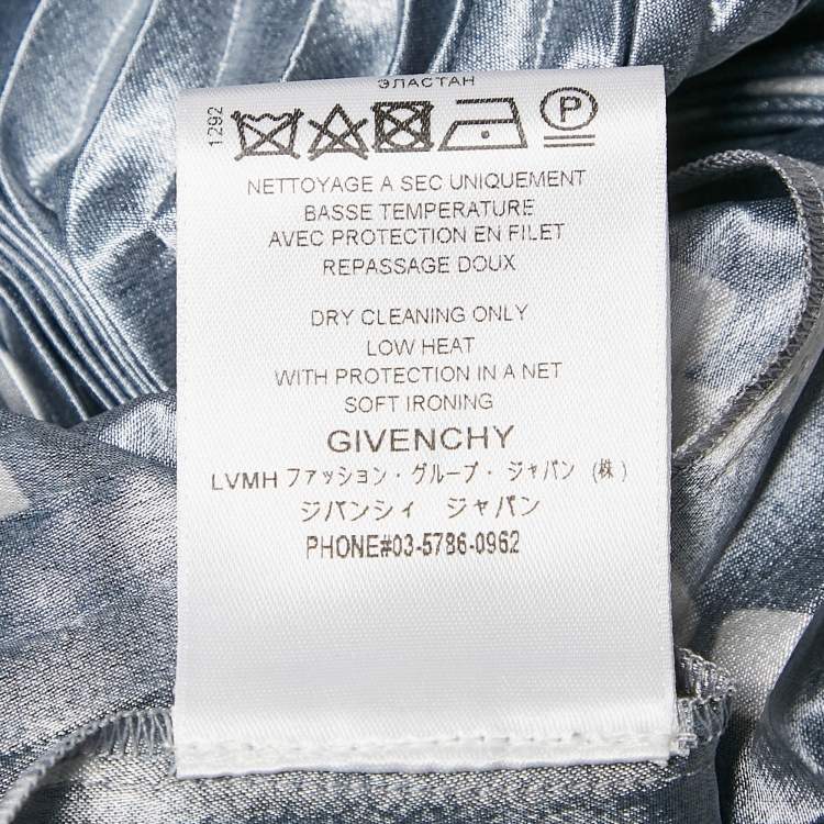 Pre Owned Givenchy Black Geometric Print Sateen Pleated Midi Skirt S