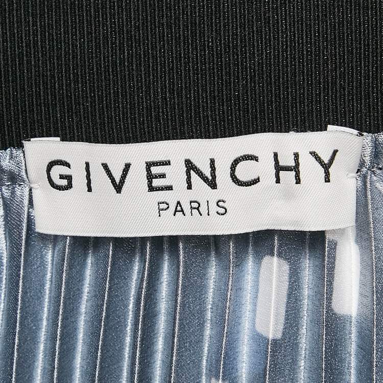 Pre Owned Givenchy Black Geometric Print Sateen Pleated Midi Skirt S