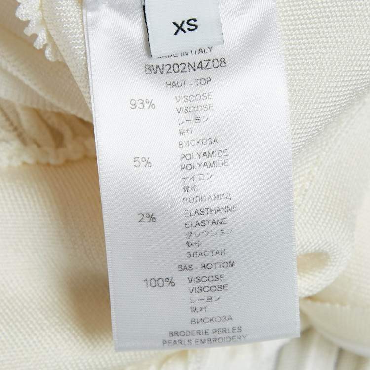 Pre Owned Givenchy Ivory Stretch Knit Pleated Midi Dress XS