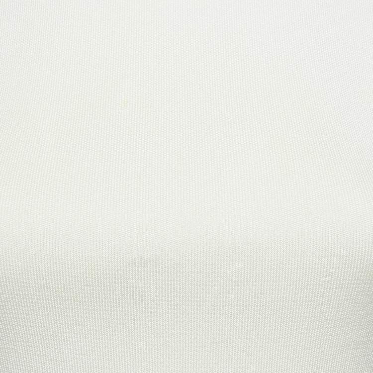 Pre Owned Givenchy Ivory Stretch Knit Pleated Midi Dress XS