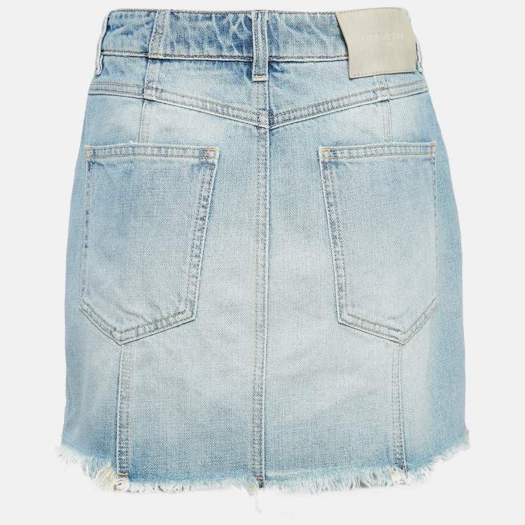 Pre Owned Givenchy Light Blue Denim Mini Skirt L Waist 31"