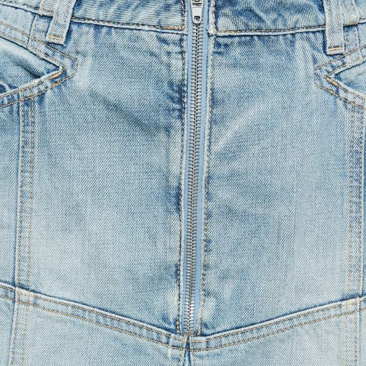 Pre Owned Givenchy Light Blue Denim Mini Skirt L Waist 31"