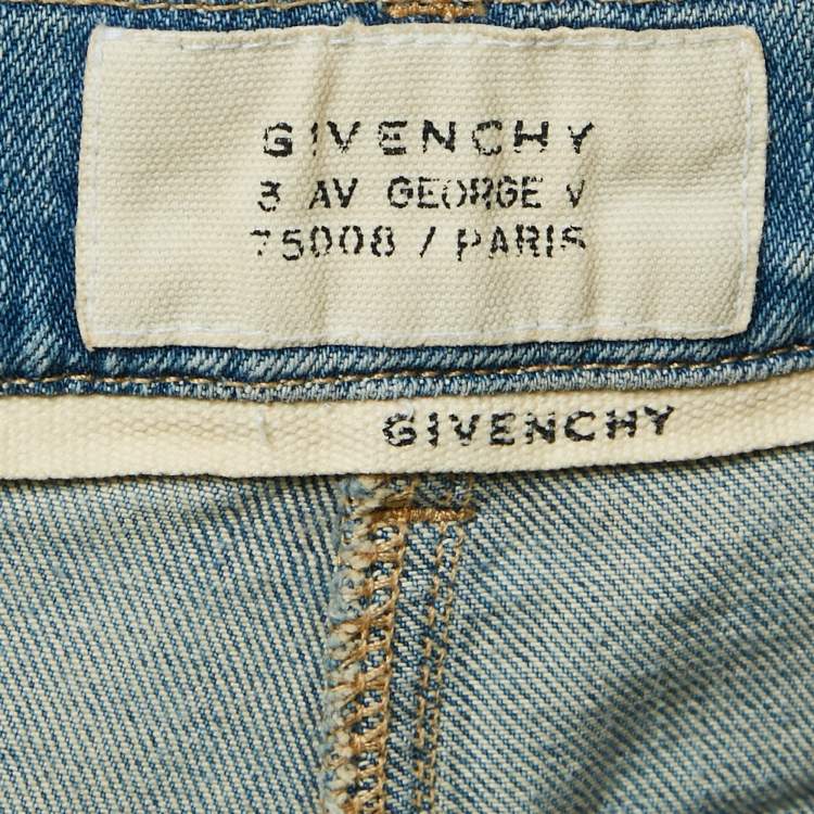 Pre Owned Givenchy Blue Washed Denim Raw Edge Detail Shorts L