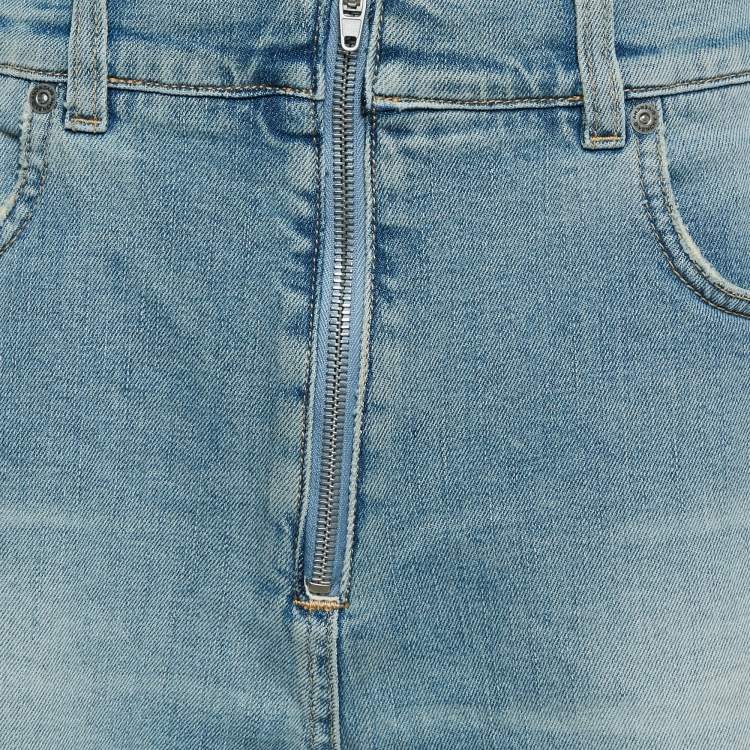 Pre Owned Givenchy Blue Washed Denim Raw Edge Detail Shorts L
