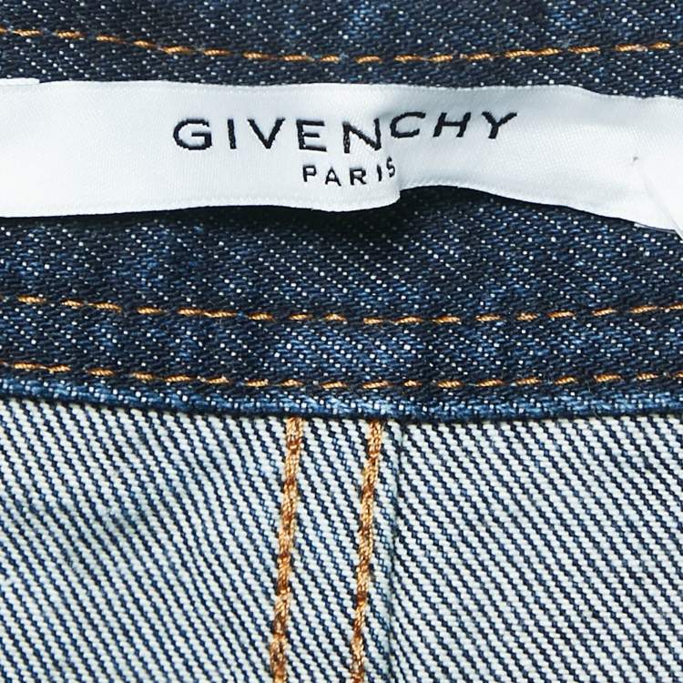 Pre Owned Givenchy Navy Blue Denim Mini Skirt L