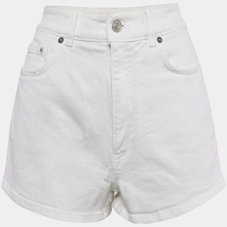 Pre Owned Givenchy White Denim Distress Pocket Detail Shorts L