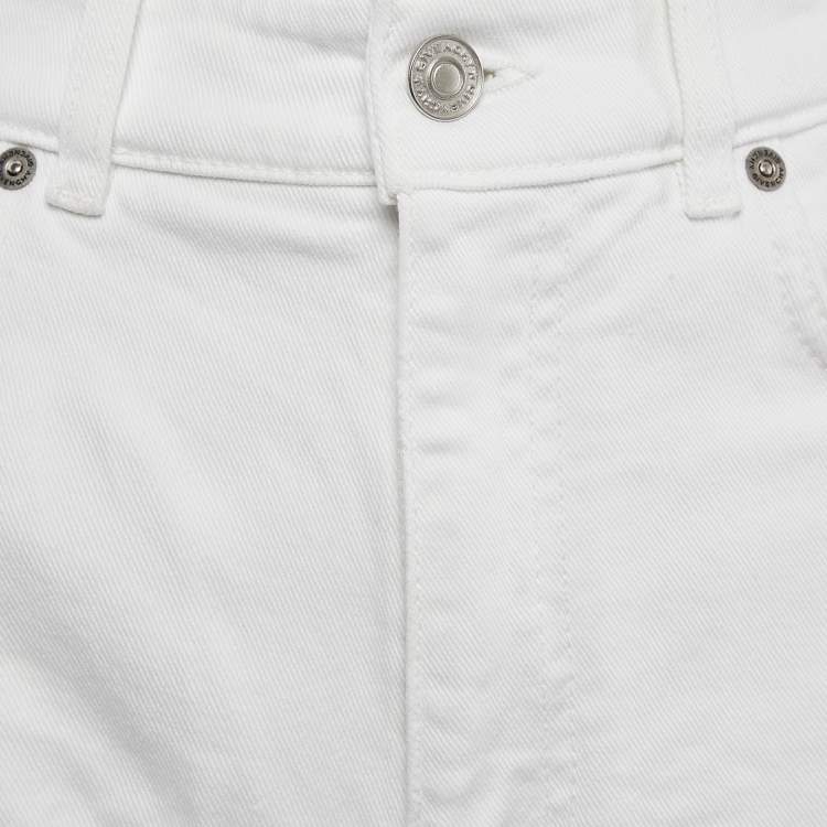Pre Owned Givenchy White Denim Distress Pocket Detail Shorts L