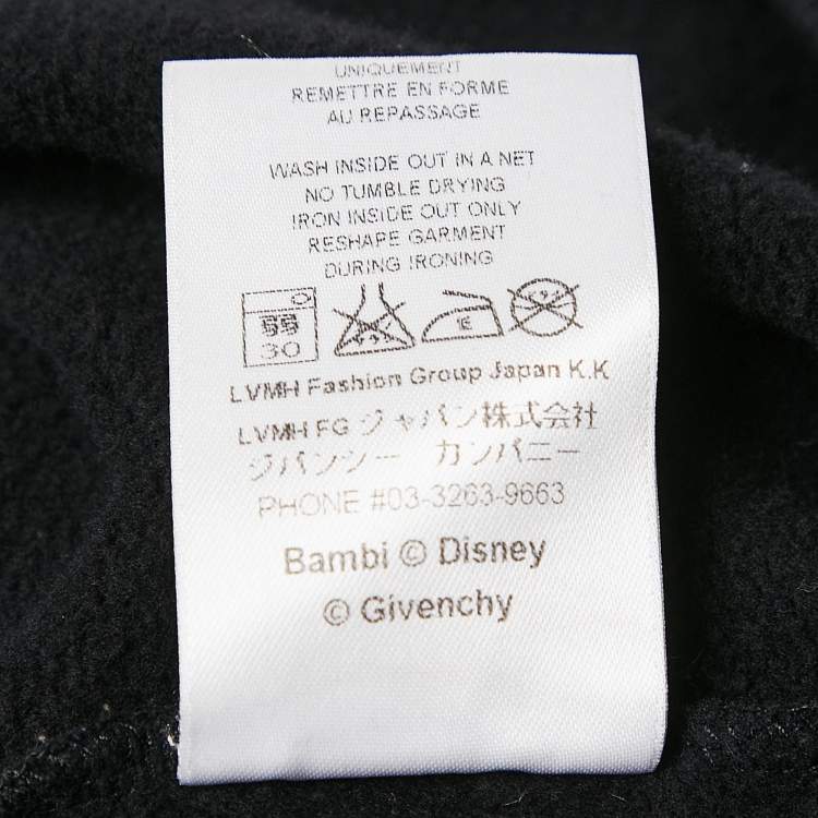 Pre Owned Givenchy Black Bambi Print Cotton Sweatshirt XS