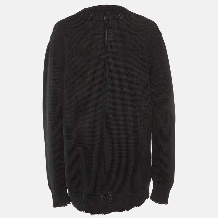 Pre Owned Givenchy Black I Feel Love Cotton Knit Crew Neck Jumper L