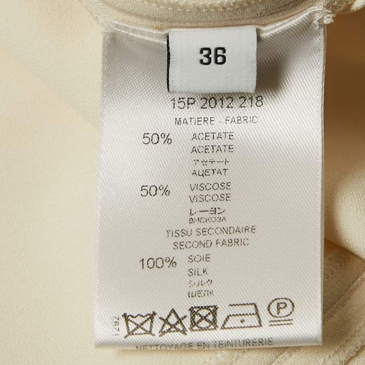 Pre Owned Givenchy Cream Satin Trim Crepe Short Dress S
