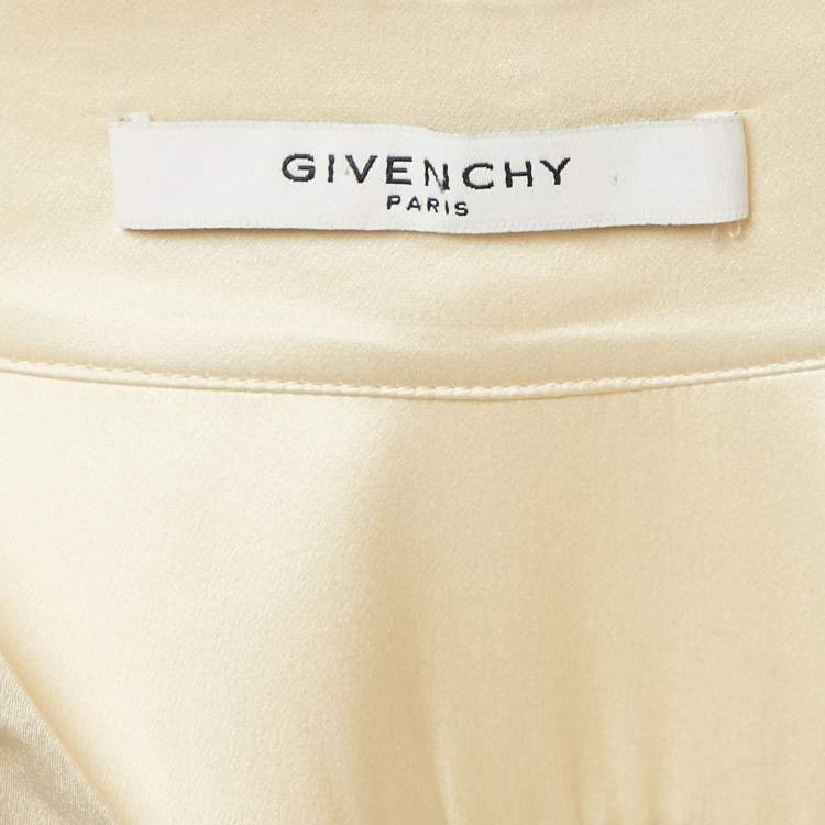 Pre Owned Givenchy Cream Satin Trim Crepe Short Dress S