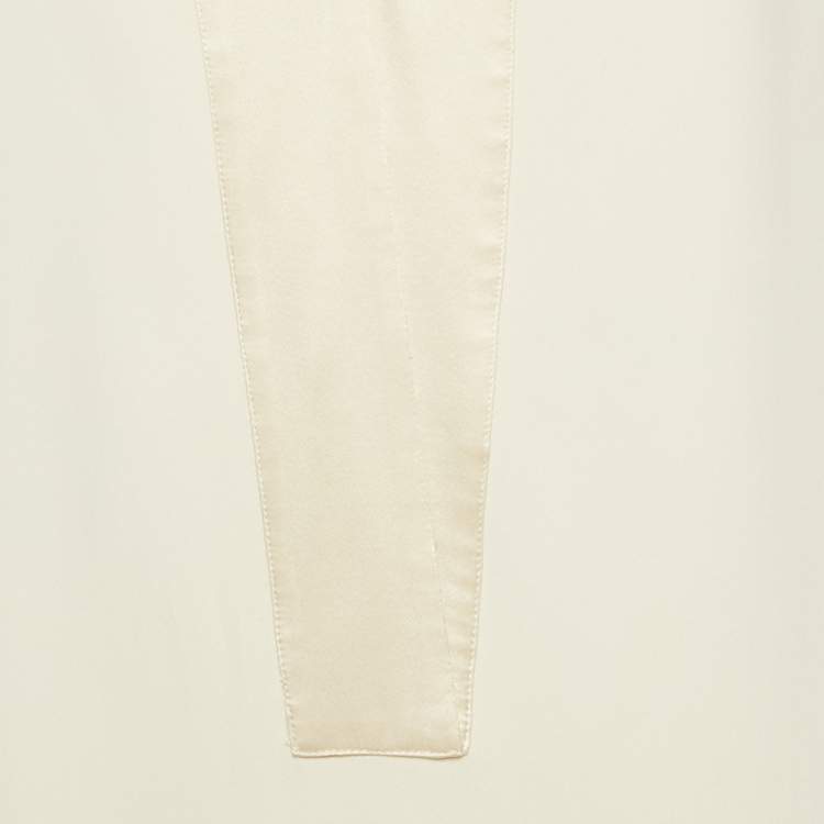 Pre Owned Givenchy Cream Satin Trim Crepe Short Dress S
