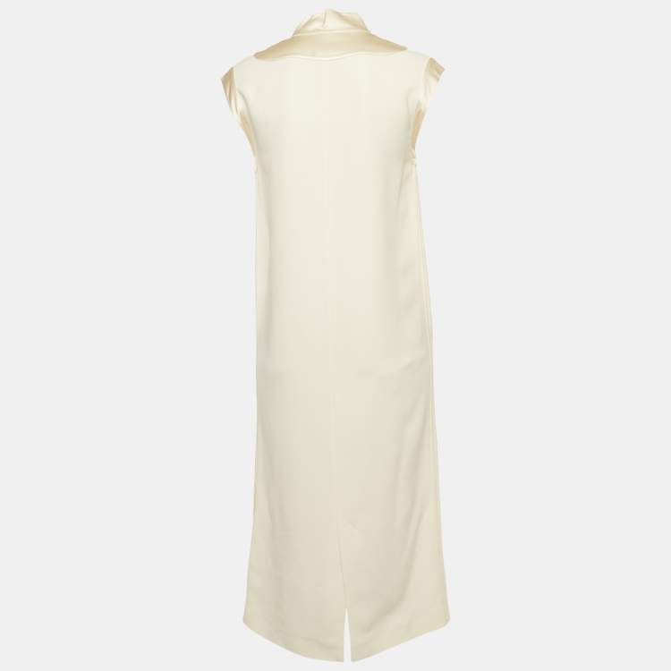 Pre Owned Givenchy Cream Satin Trim Crepe Short Dress S
