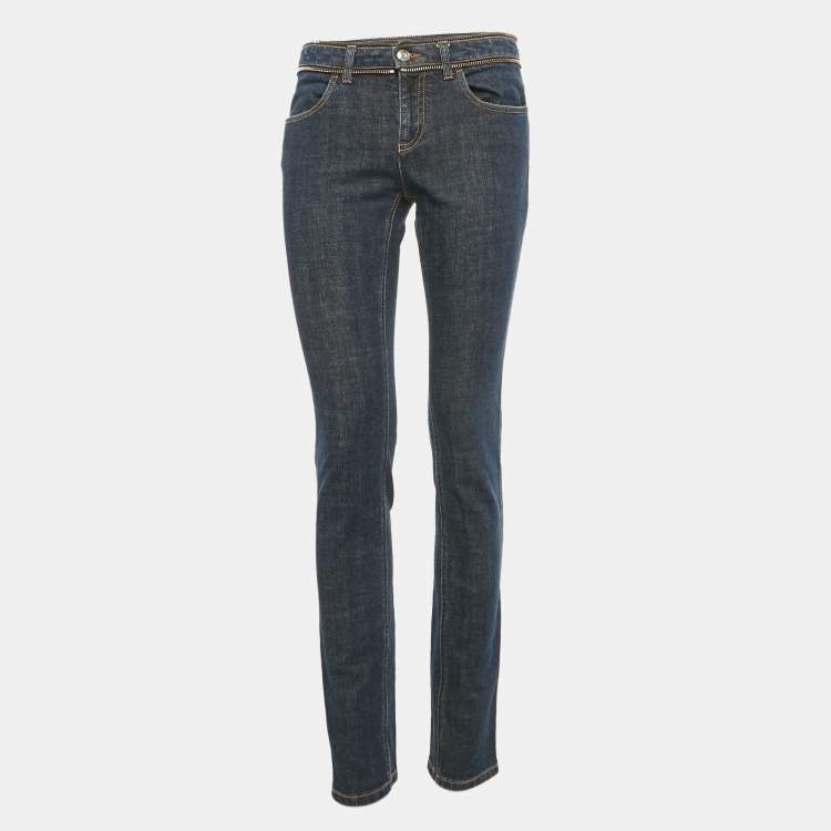 Pre Owned Givenchy Blue Denim Zip Detail Jeans M Waist 31"