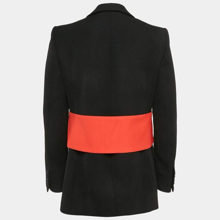 Pre Owned Givenchy Black/Red Wool Gabardine Band Detail Tailored Blazer M