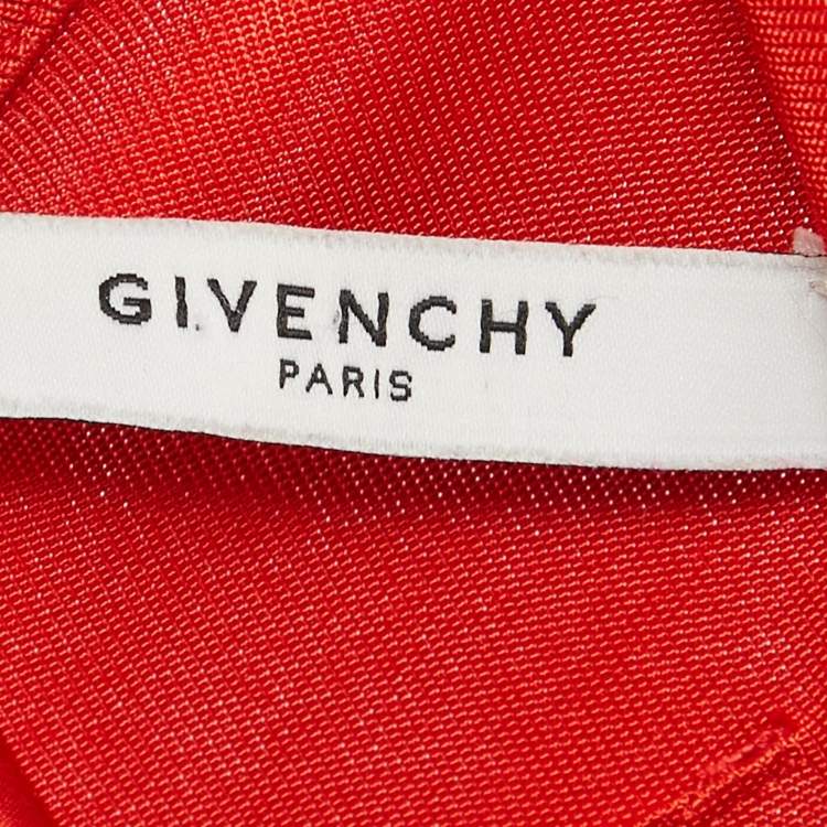Pre Owned Givenchy Red Stretch Knit Peplum Style Gown S