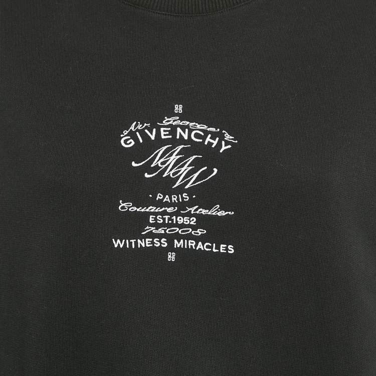 مملوكة مسبقًا Givenchy Black Logo Embroidery Cotton Crew Neck Sweatshirt S