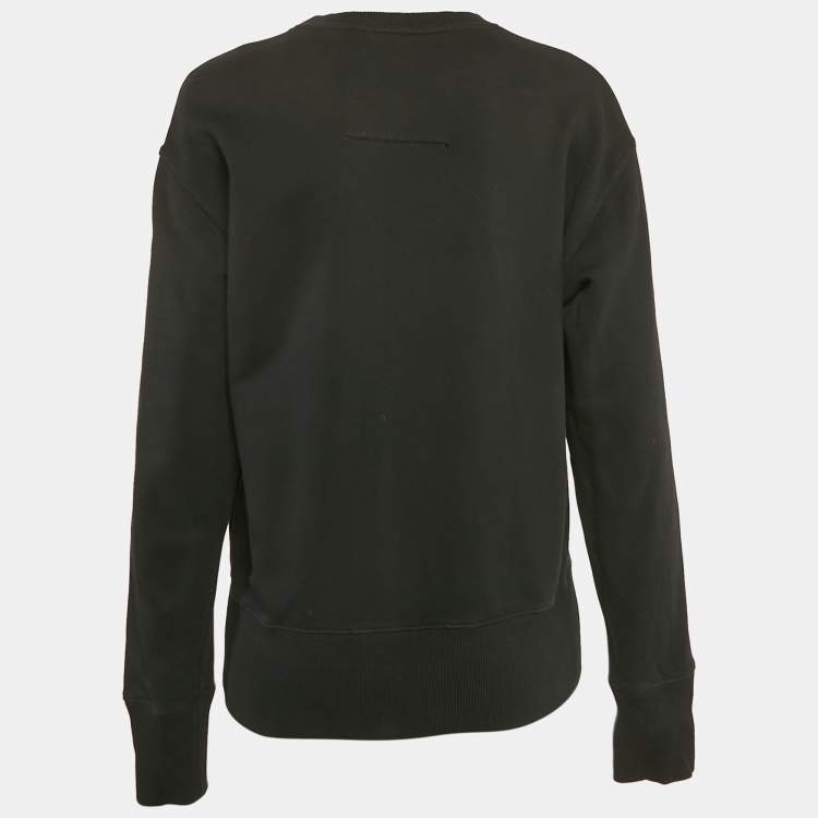 مملوكة مسبقًا Givenchy Black Logo Embroidery Cotton Crew Neck Sweatshirt S