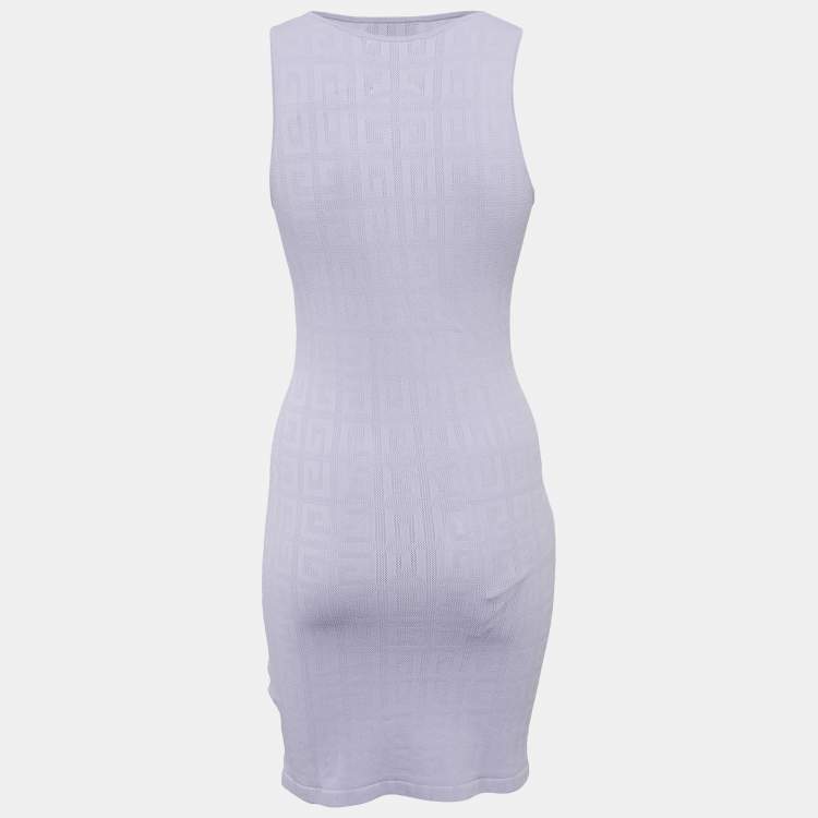 Pre Owned Givenchy Lavender Monogram Stretch Knit Bodycon Dress M