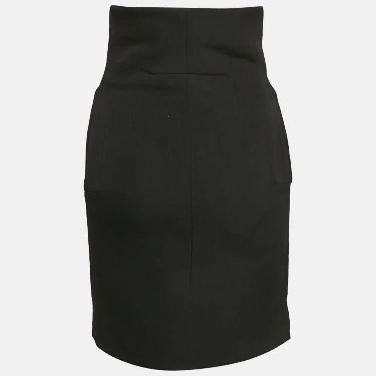 Pre Owned Givenchy Black Wool High Waist Mini Skirt S