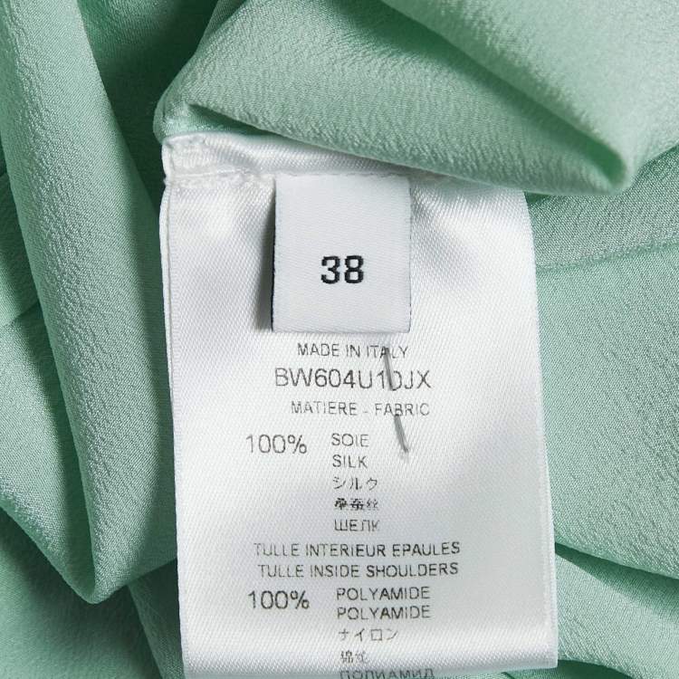 Pre Owned Givenchy Blue Silk Tie-Up Neck Shirt M