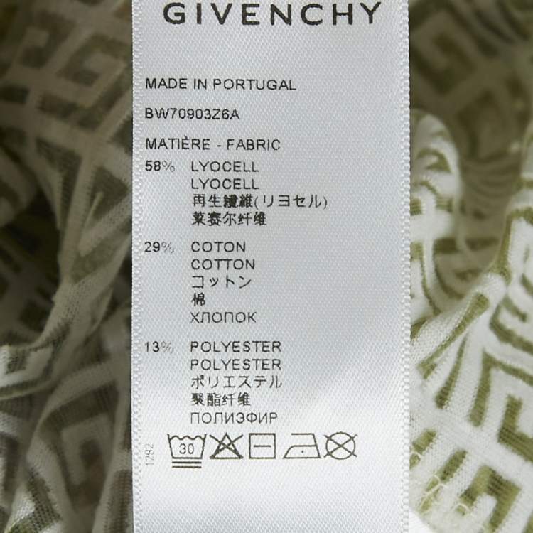 Pre Owned Givenchy Cream Monogram Sheer Jacquard Knit Long Sleeve Top S