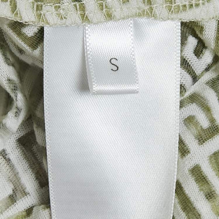 Pre Owned Givenchy Cream Monogram Sheer Jacquard Knit Long Sleeve Top S