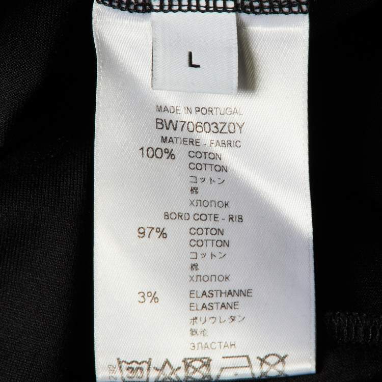 Pre Owned Givenchy Black Logo Print Cotton Crew Neck T-Shirt L