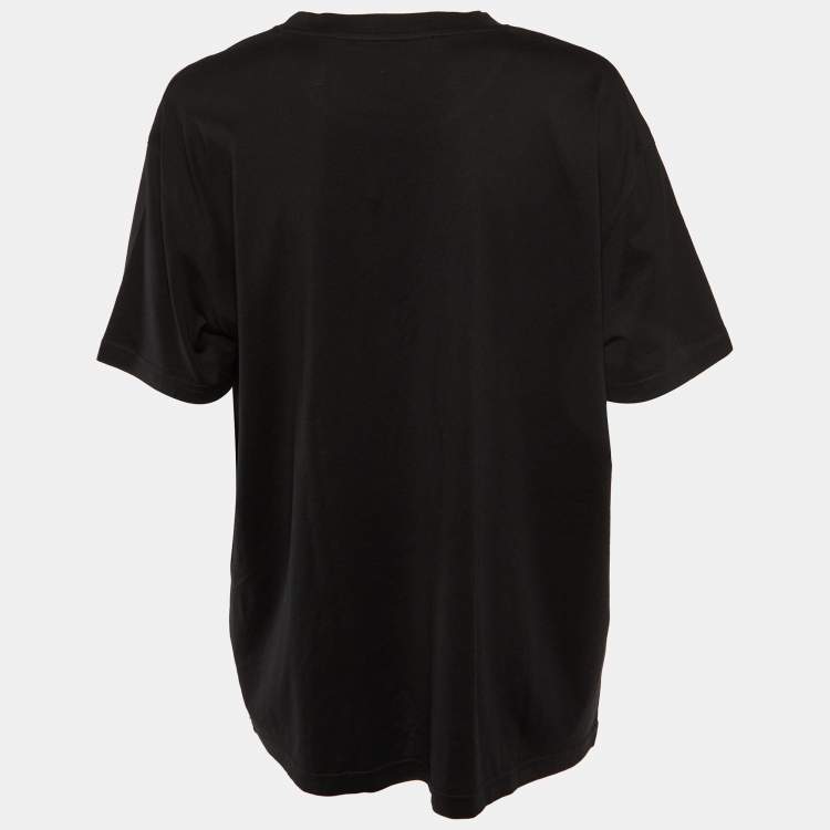 Pre Owned Givenchy Black Logo Print Cotton Crew Neck T-Shirt L