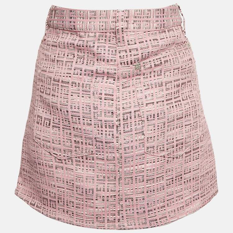 Pre Owned Givenchy Pink Monogram Jacquard Mini Skirt S