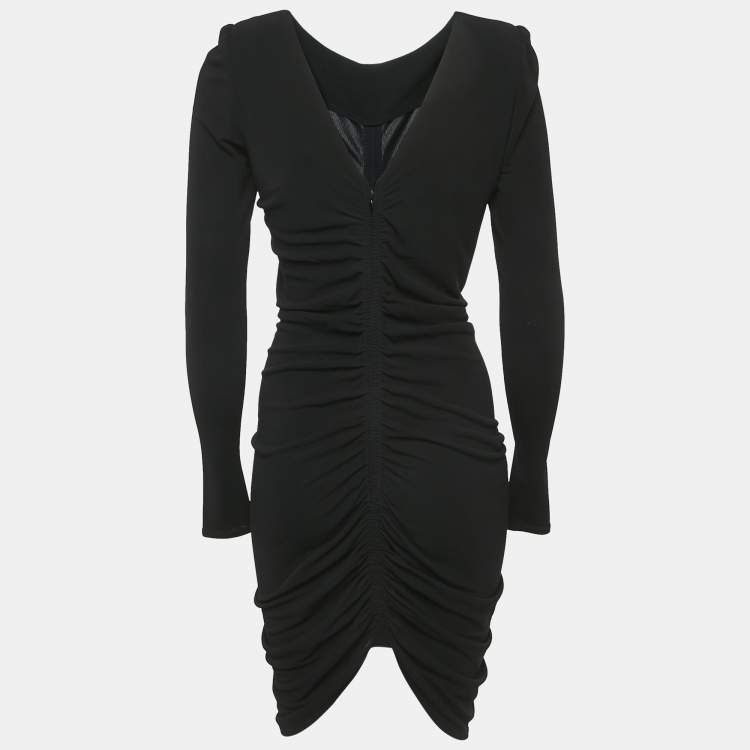 Pre Owned Givenchy Black Jersey Ruched Short Dress S