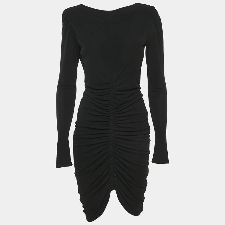 Pre Owned Givenchy Black Jersey Ruched Short Dress S