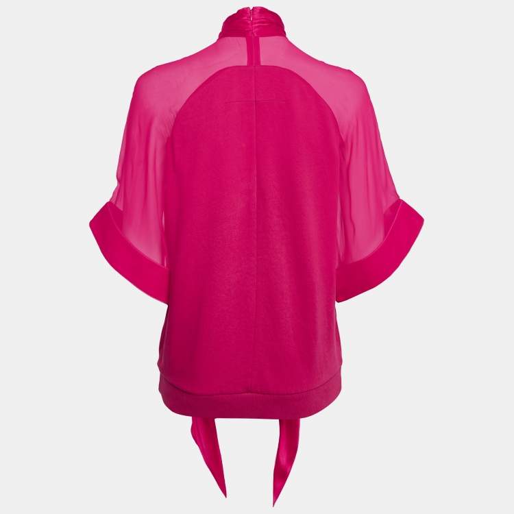 Pre Owned Givenchy Pink Printed Silk and Cotton Silk Top M
