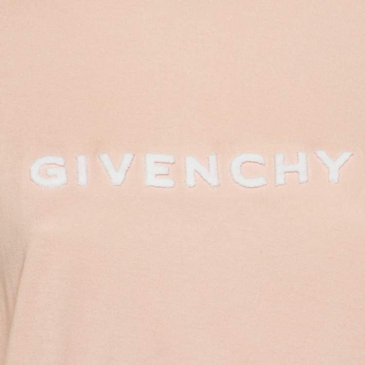 Pre Owned Givenchy Pink Logo Print Cotton Crew Neck T-Shirt XS