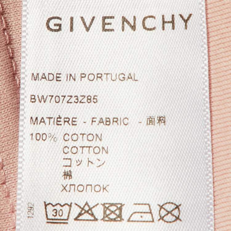 Pre Owned Givenchy Pink Logo Print Cotton Crew Neck T-Shirt XS