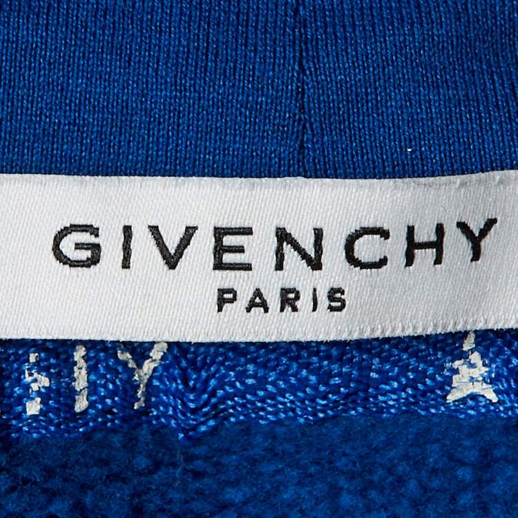Pre Owned Givenchy Blue Ribbon Cotton Oversized Hoodie XS